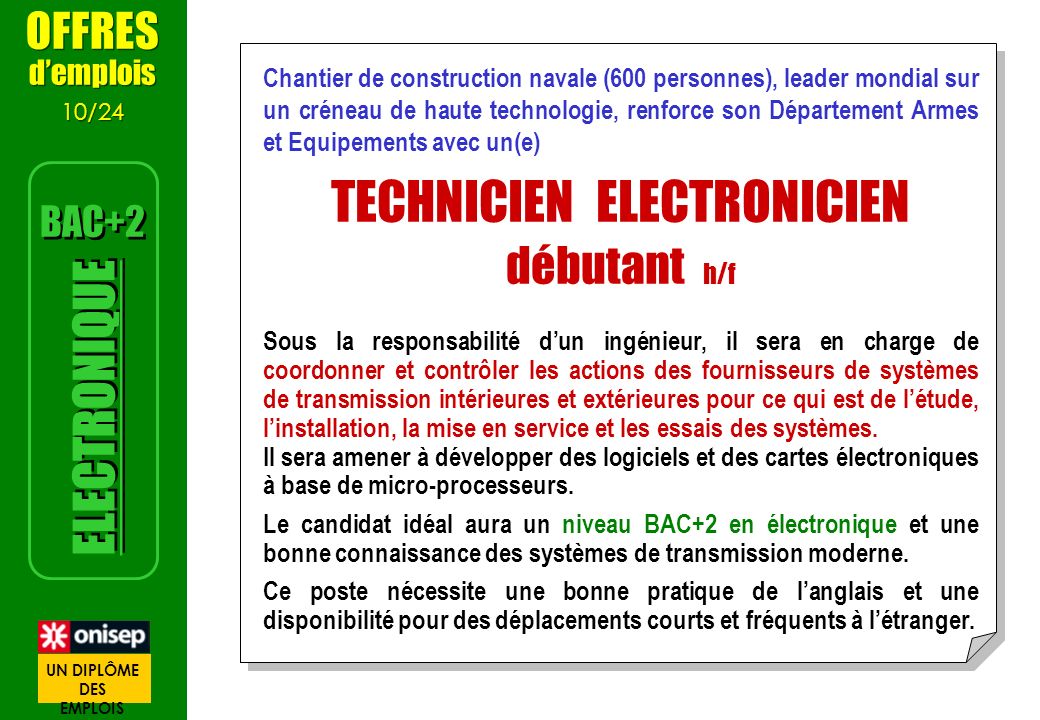 Offre d emploi technicien electronicien